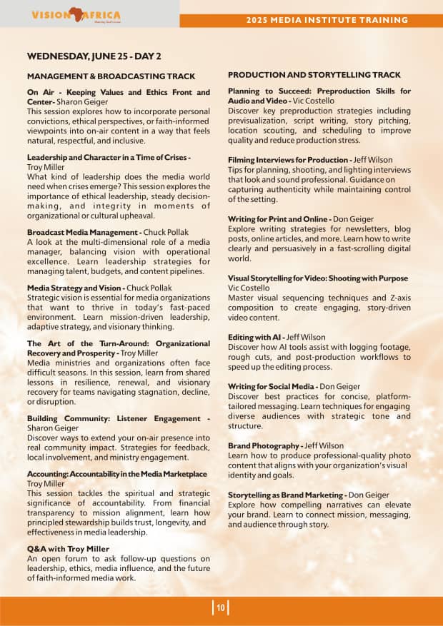 2025 media training schedule