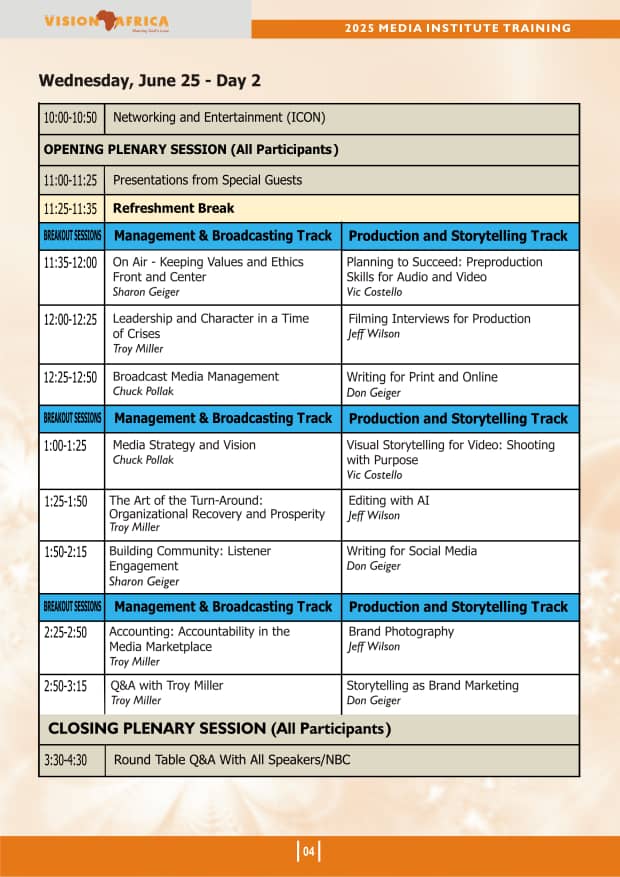 2025 media training schedule